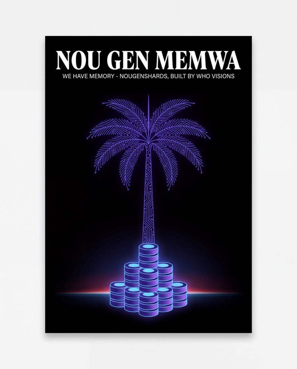 A royal palm rendered in circuit lines rising from stacked database cylinders