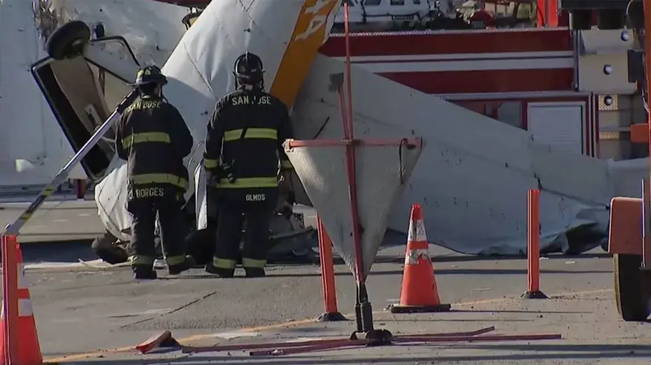 Dashcam video captures small plane crashing on San Jose highway, injuring three on board, including child