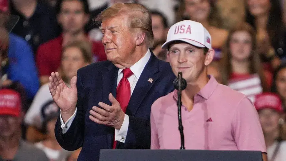 Presidents Cup hero Jacob Bridgeman joins President Trump on stage in South Carolina, leads Clemson chant